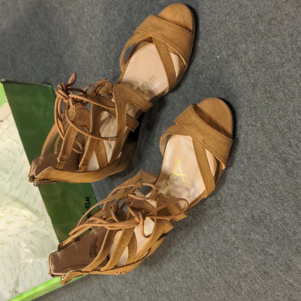 NEW Sam Edelman Evelyn Lace Up Sandal Big Girls Size 4 Saddle NWT